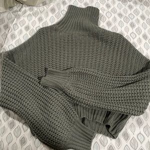 dark grey cropped turtleneck sweater